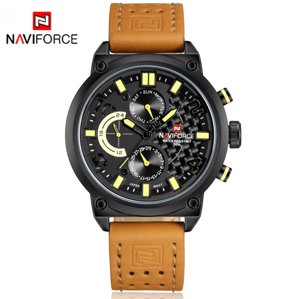 Famous Brand Naviforce Watch Men Sport Wristwatch Luxury Genuine Leather Relogio Masculino Fashion Waterproof Watch Men LX50