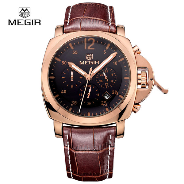 2016 new fashion military MEGIR brand design army business calendar leather men male chronograph clock sport luxury wrist watch