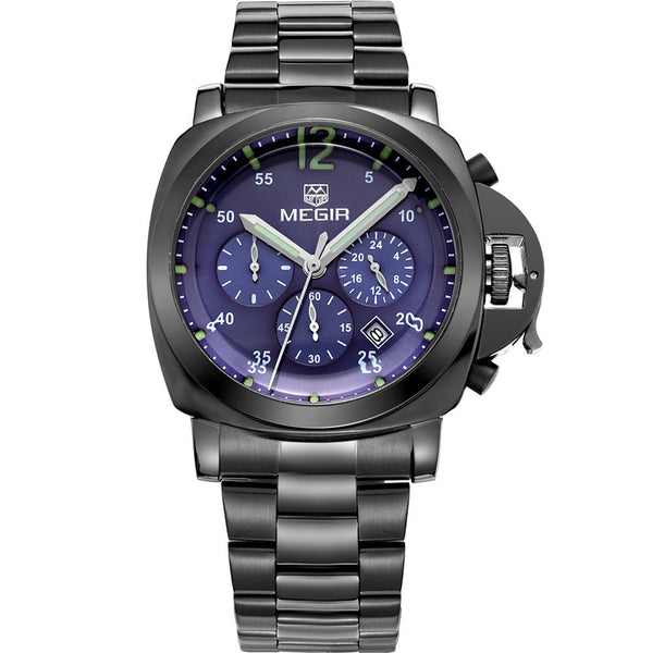 2016 new fashion military MEGIR brand design army business calendar leather men male chronograph clock sport luxury wrist watch